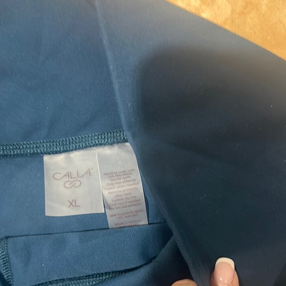 CALIA High-Waisted Teal Blue Yoga Leggings - Picture 2 of 4